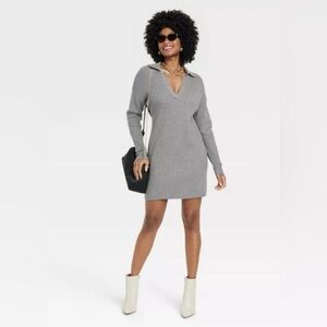 Target A New Day Gray Long Sleeve Ribbed Collared Dress Size XS